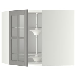 Metod Corner Wall Cab W Carousel Glass Dr White Ekestad Oak Ikea
