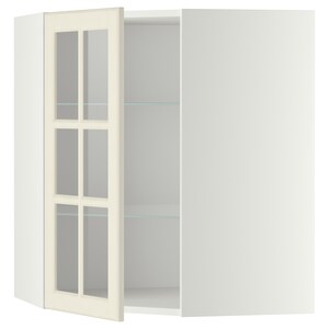 Metod Corner Wall Cab W Shelves Glass Dr White Bodbyn Grey Ikea