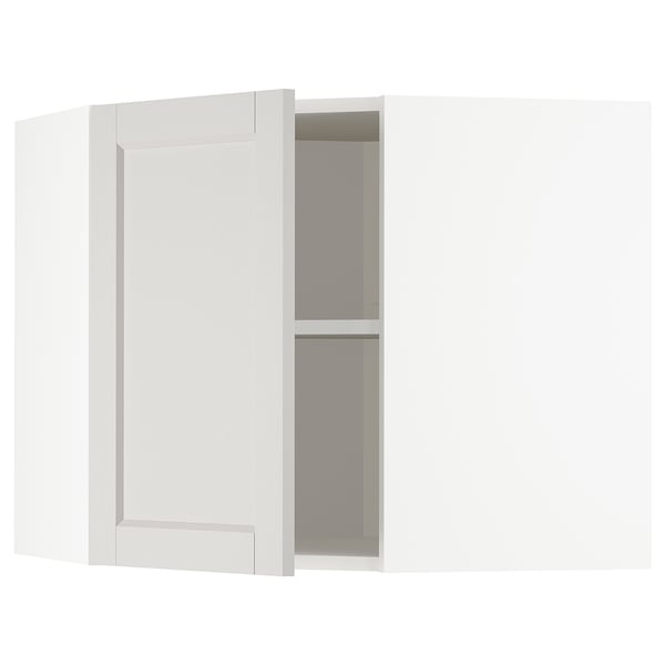 Metod Corner Wall Cabinet With Shelves White Lerhyttan Light Grey Ikea