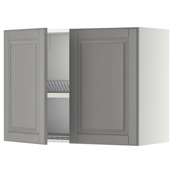 Metod Wall Cabinet W Dish Drainer 2 Doors White Bodbyn Grey Ikea