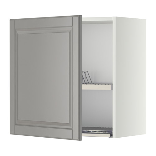 Metod Wall Cabinet With Dish Drainer Bodbyn Grey Ikea