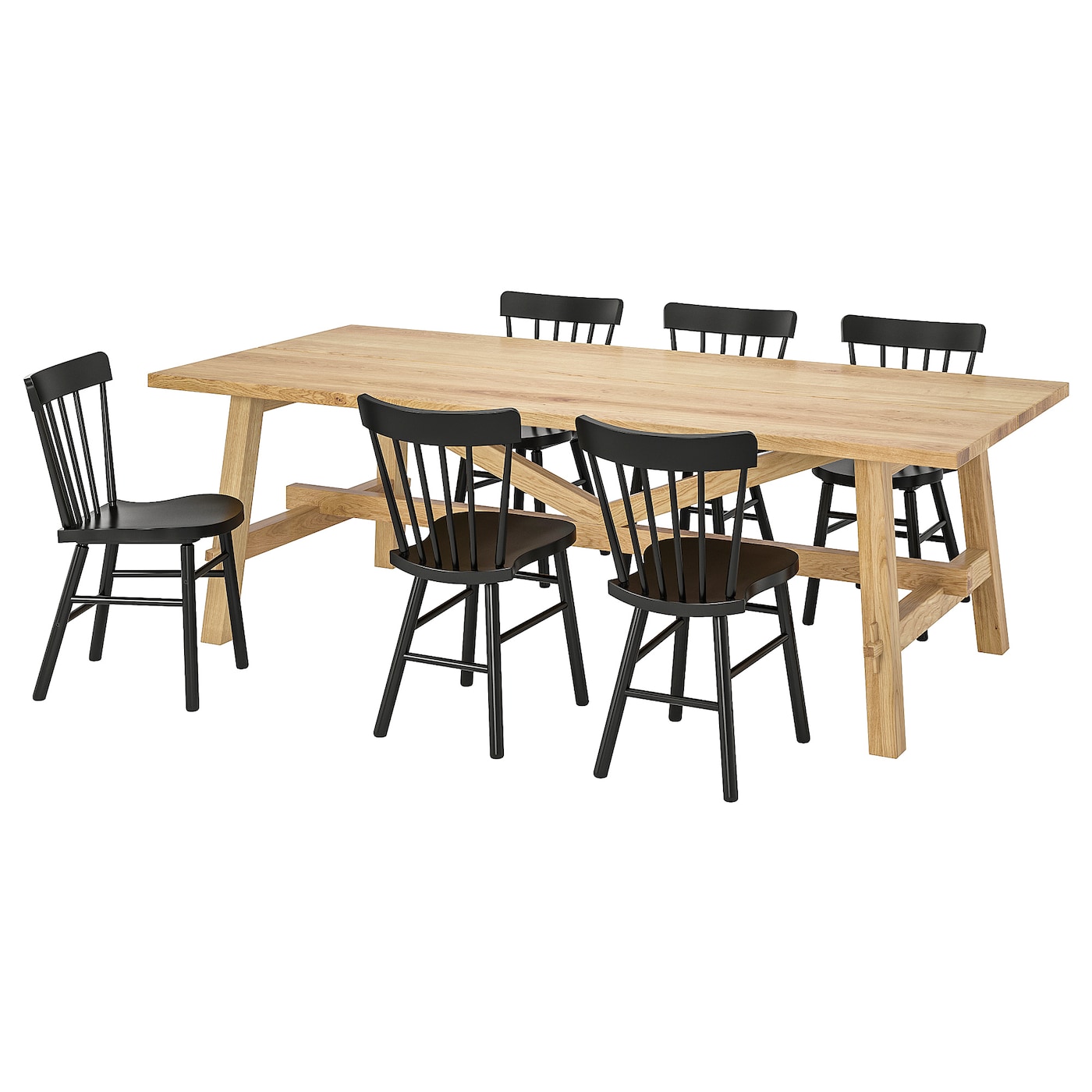 M CKELBY NORRARYD table and 6 chairs oak black 235x100 cm IKEA