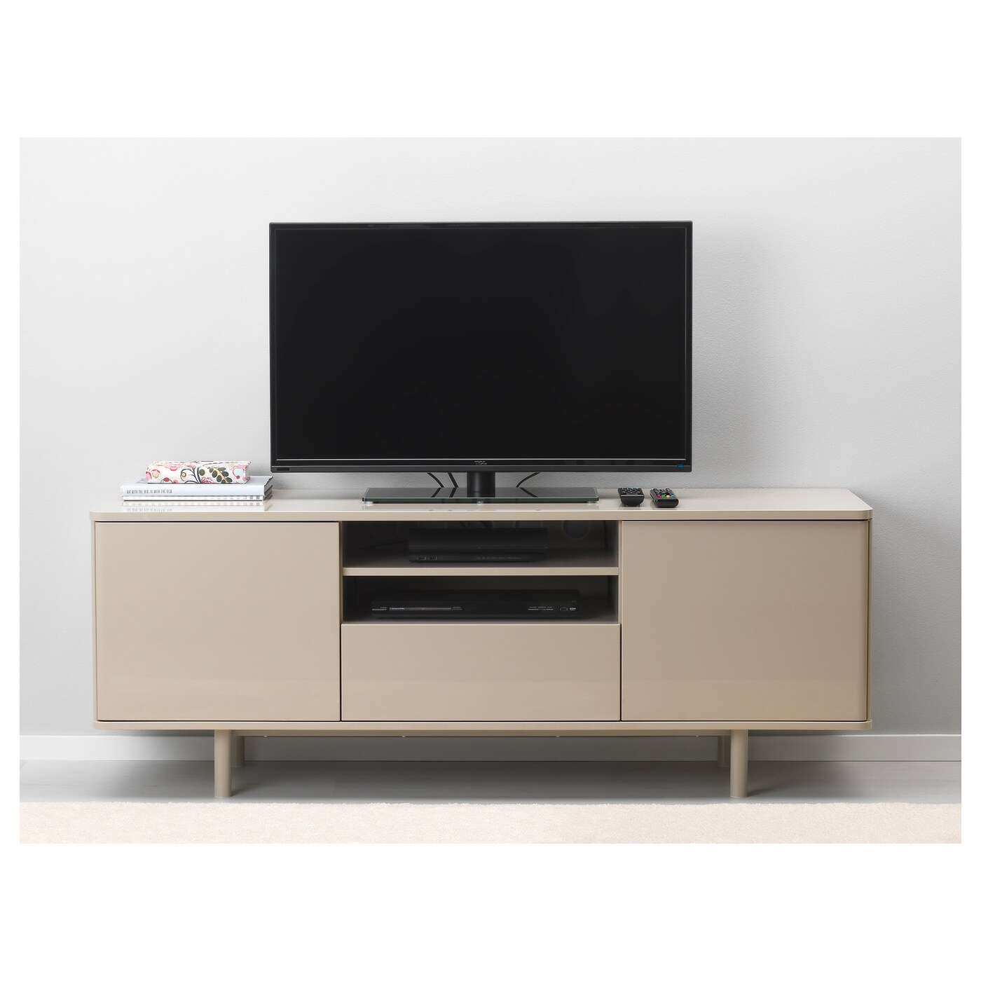 Mostorp Tv Bench High Gloss Beige Beige Ikea