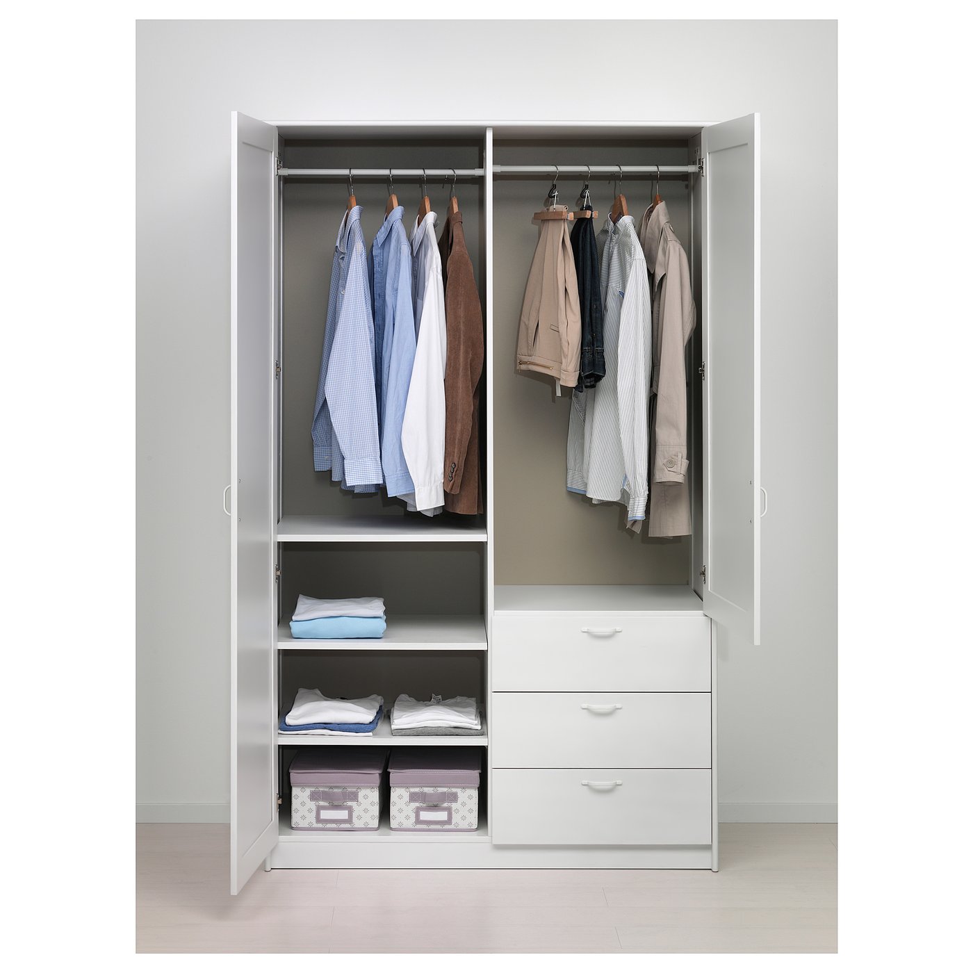 Musken Wardrobe With 2 Doors 3 Drawers White Ikea
