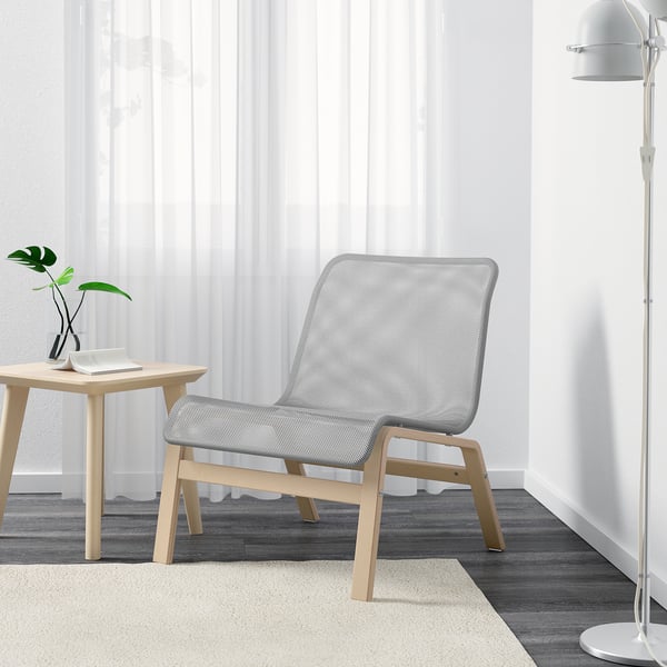 Ghế NOLMYRA Easy, veneer bạch dương / xám