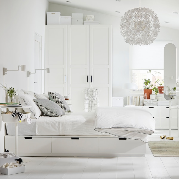 Nordli Bed Frame With Storage White Ikea