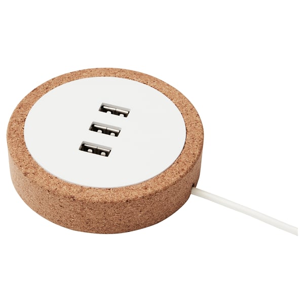 NORDMÄRKE USB charger - white/cork - IKEA