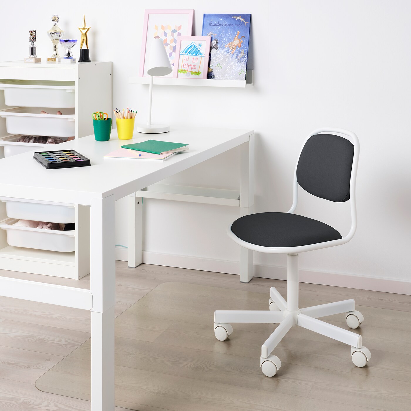 Orfjall Children S Desk Chair White Vissle Dark Grey Ikea