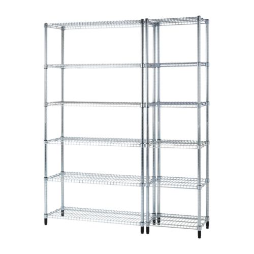 OMAR 2 shelf sections IKEA Easy to assemble – no tools required. Also stands steady on an uneven floor since the feet can be adjusted.