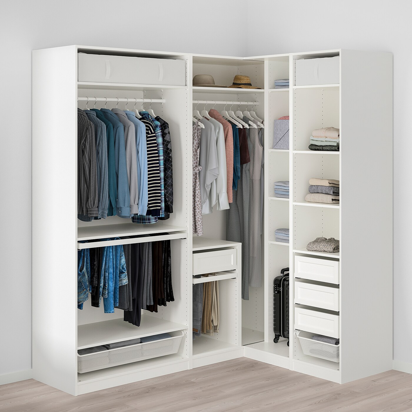 Afslag Melting rækkevidde PAX corner wardrobe white 210/160x236 cm - IKEA