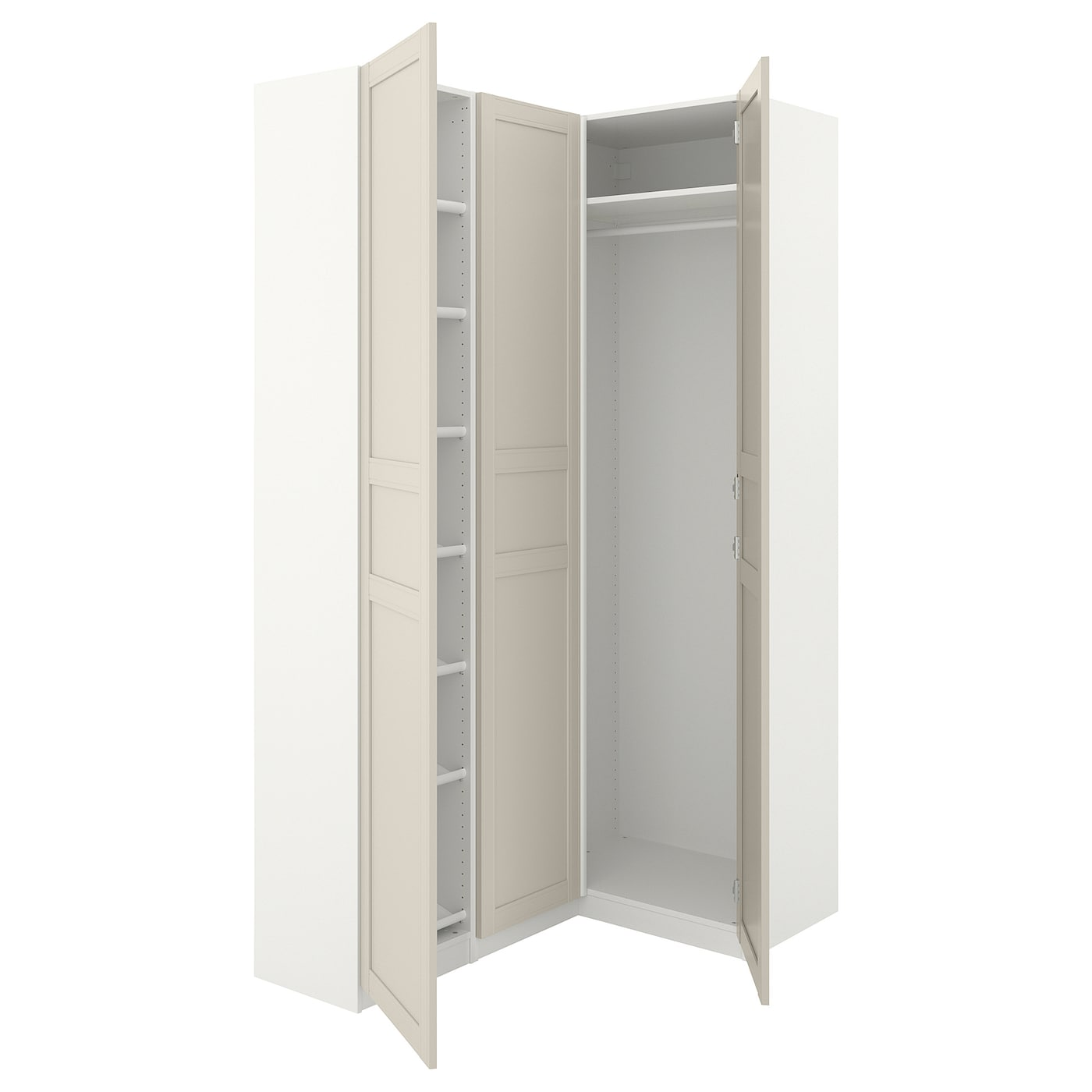 Pax Corner Wardrobe White Flisberget Light Beige Ikea