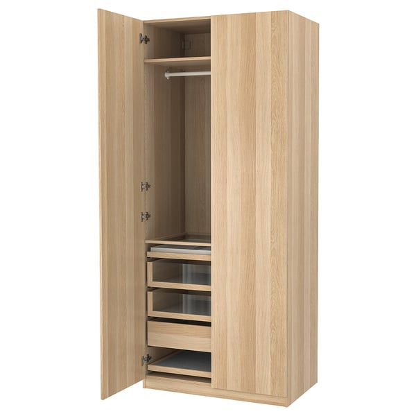 Pax Forsand Wardrobe Combination White Stained Oak Effect White Stained Oak Effect Ikea