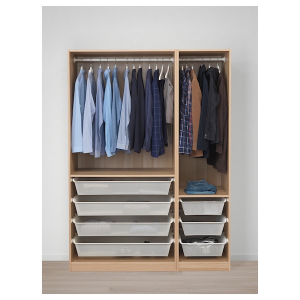 Pax Wardrobe White Stained Oak Effect Forsand White Stained Oak Effect Ikea
