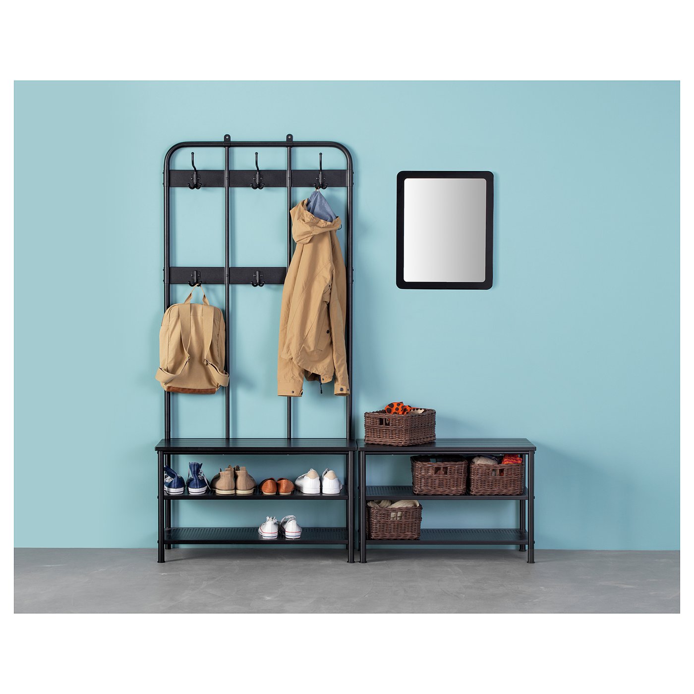 turquoise coat rack
