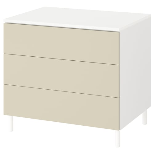 platsa chest of 3 drawers white/skatval light beige - ikea