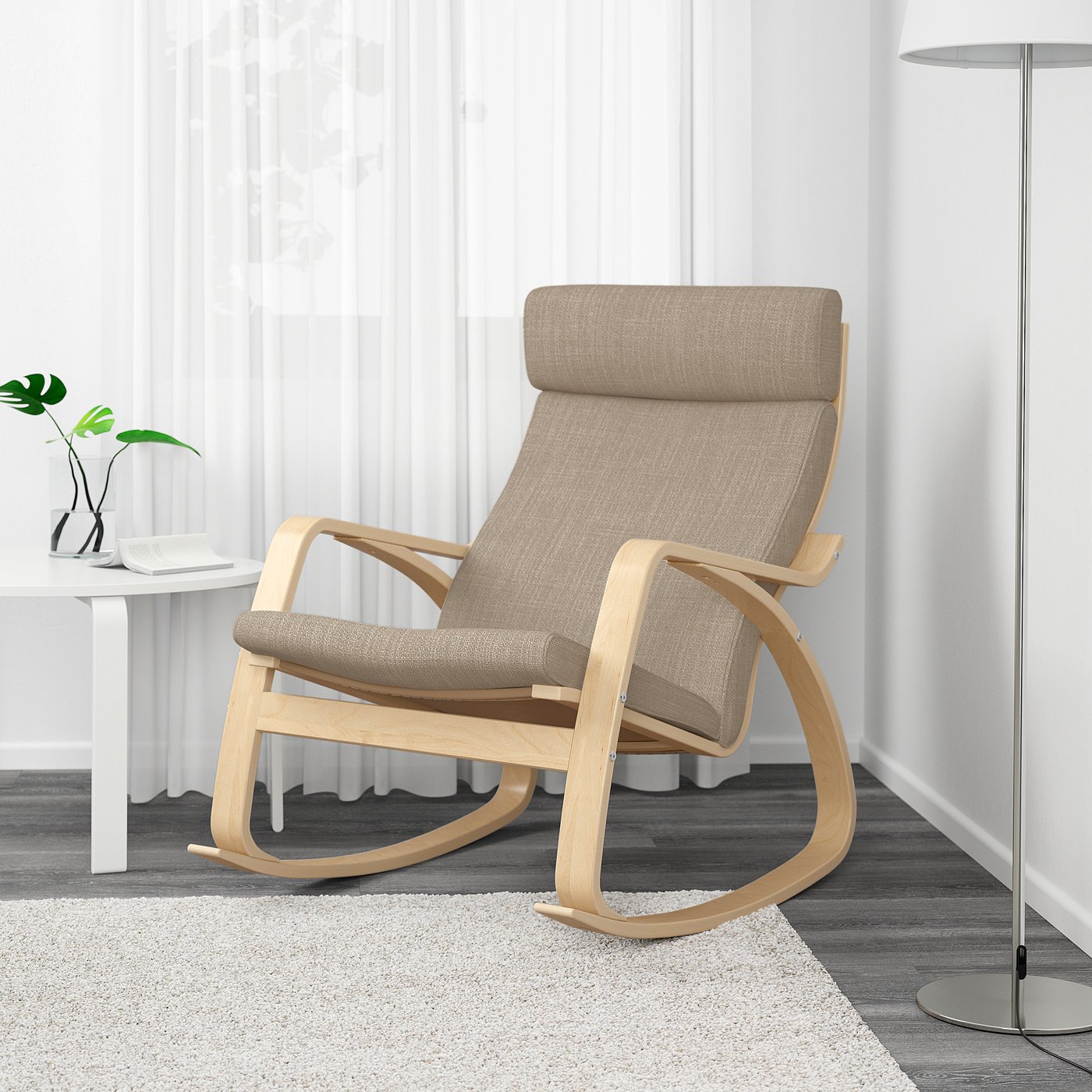 poÄng rockingchair  birch veneerhillared beige