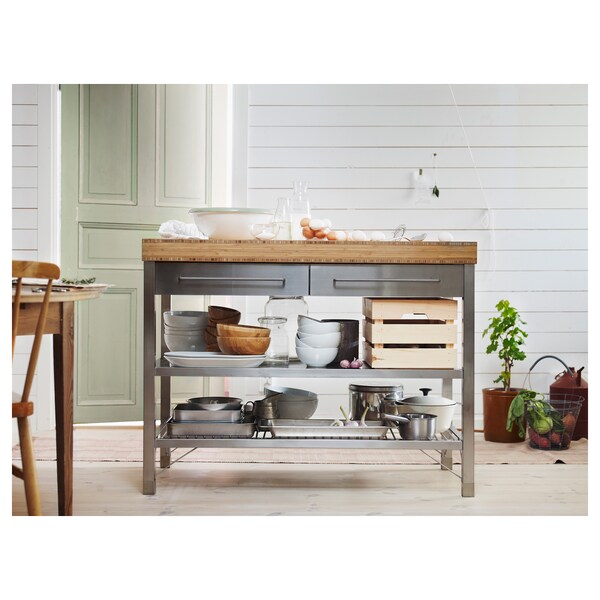 Rimforsa Work Bench Stainless Steel Bamboo Ikea