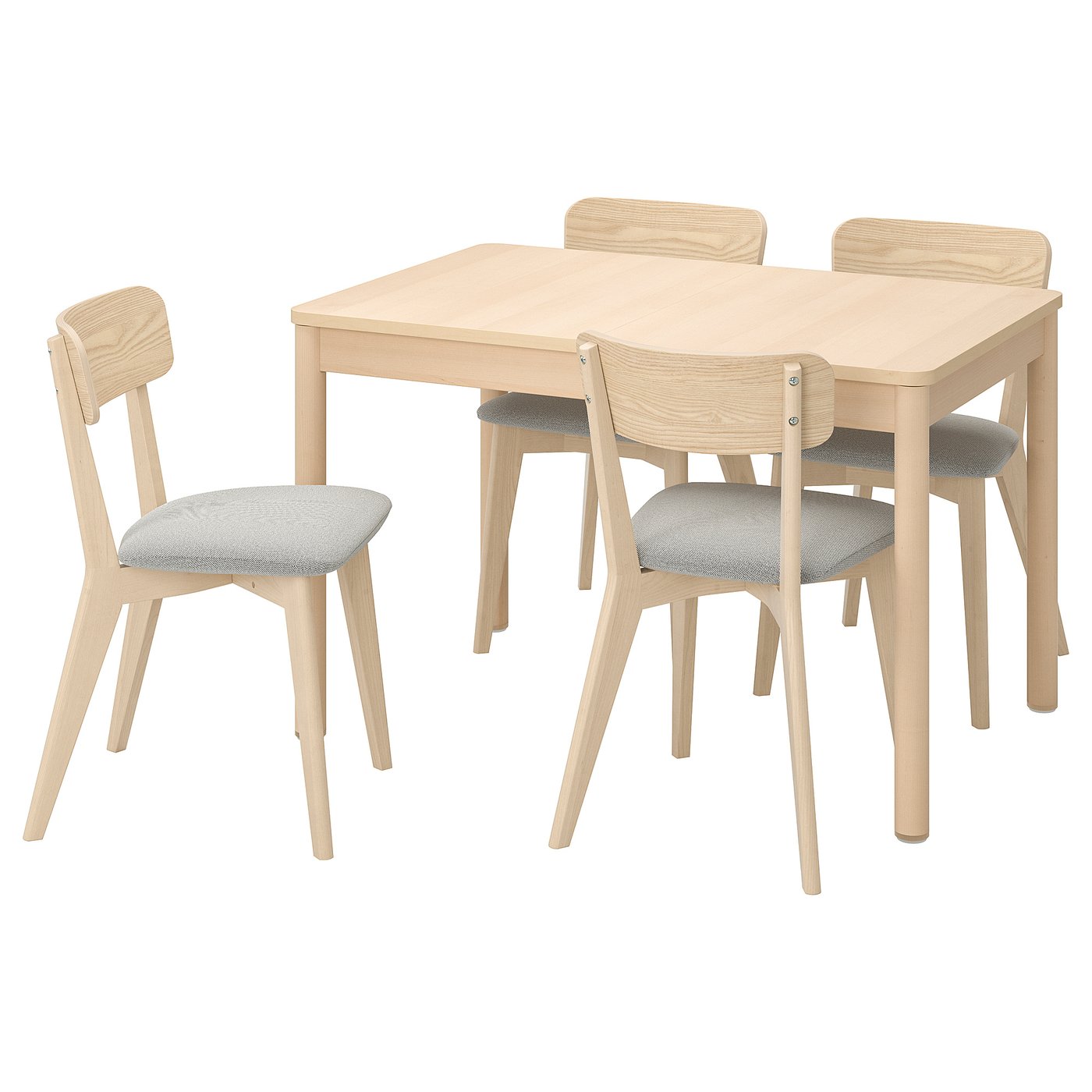 RÖNNINGE / LISABO table and 4 chairs birch ash/Tallmyra white