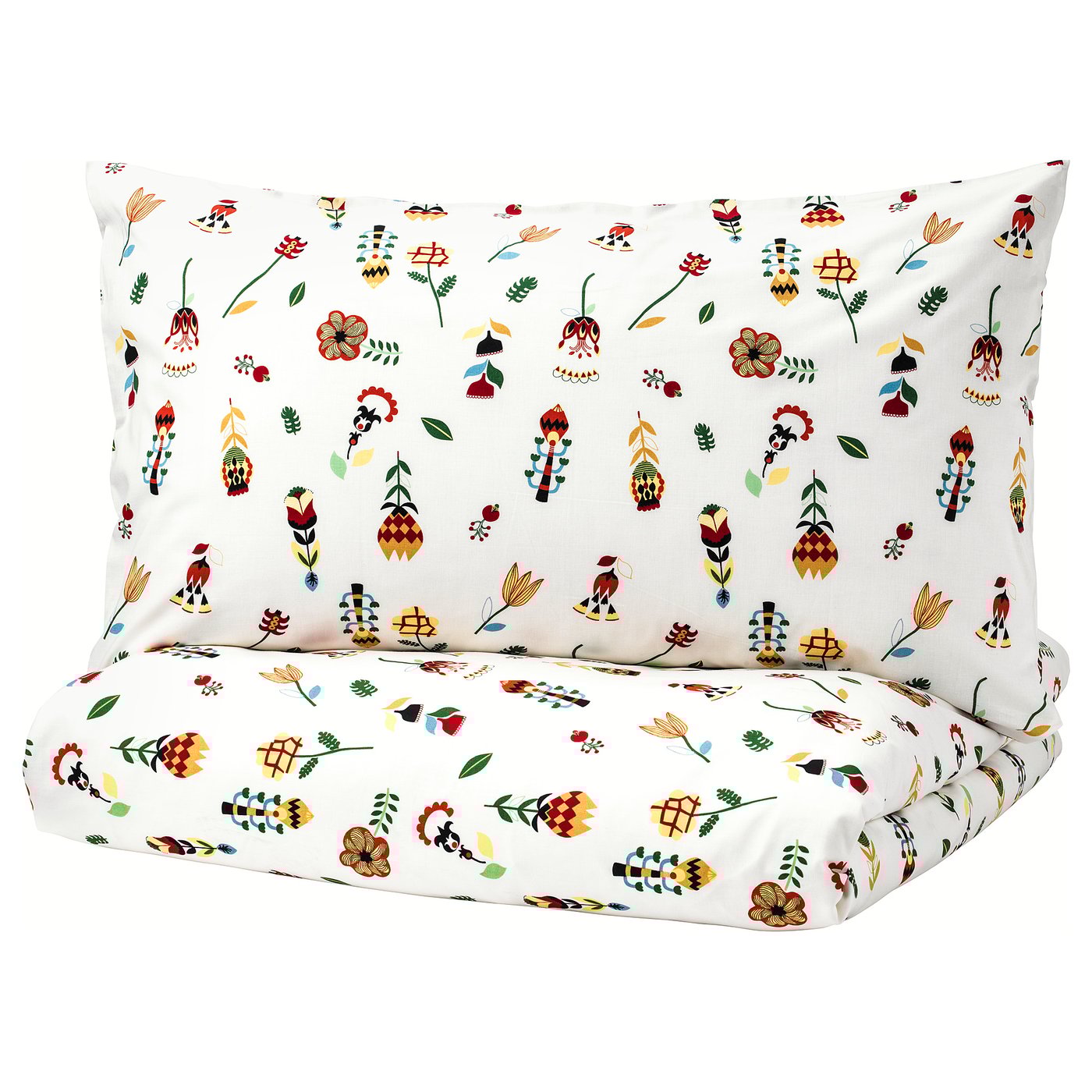 ROSENFIBBLA duvet cover and pillowcase white/floral pattern 105.229.47