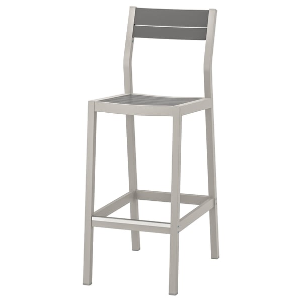 Sjalland Bar Stool With Backrest Outdoor Light Grey Dark Grey