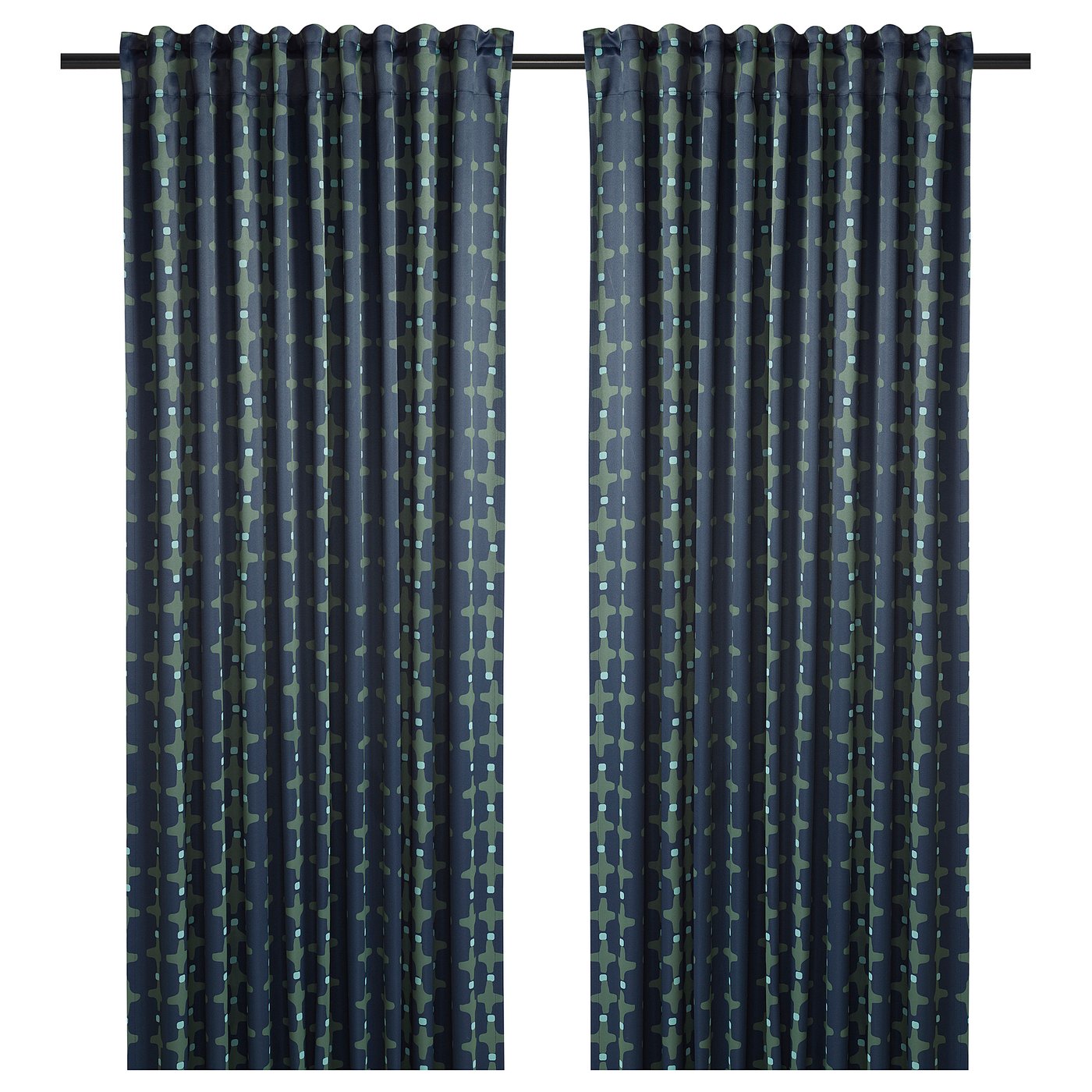 SKOGSSVINGEL room darkening curtains, 1 pair dark blue/green IKEA