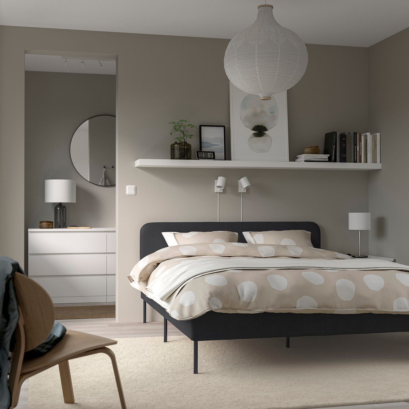 SLATTUM upholstered bed frame Vissle dark grey IKEA