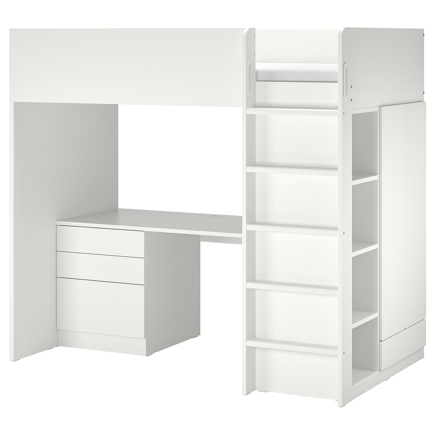 SMÅSTAD loft bed white white/with desk with 2 shelves 395.201.65 - IKEA