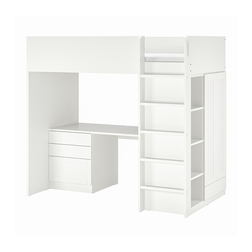 SMÅSTAD loft bed frame w desk and storage white IKEA