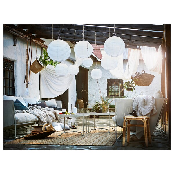 Solvinden Led Solar Powered Pendant Lamp Outdoor Globe White Ikea