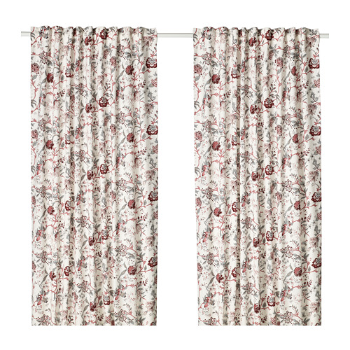 Sprangort Room Darkening Curtains 1 Pair White Pink