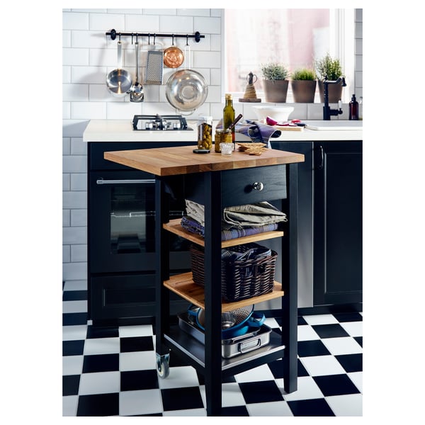 Stenstorp Kitchen Trolley Black Brown Oak Ikea
