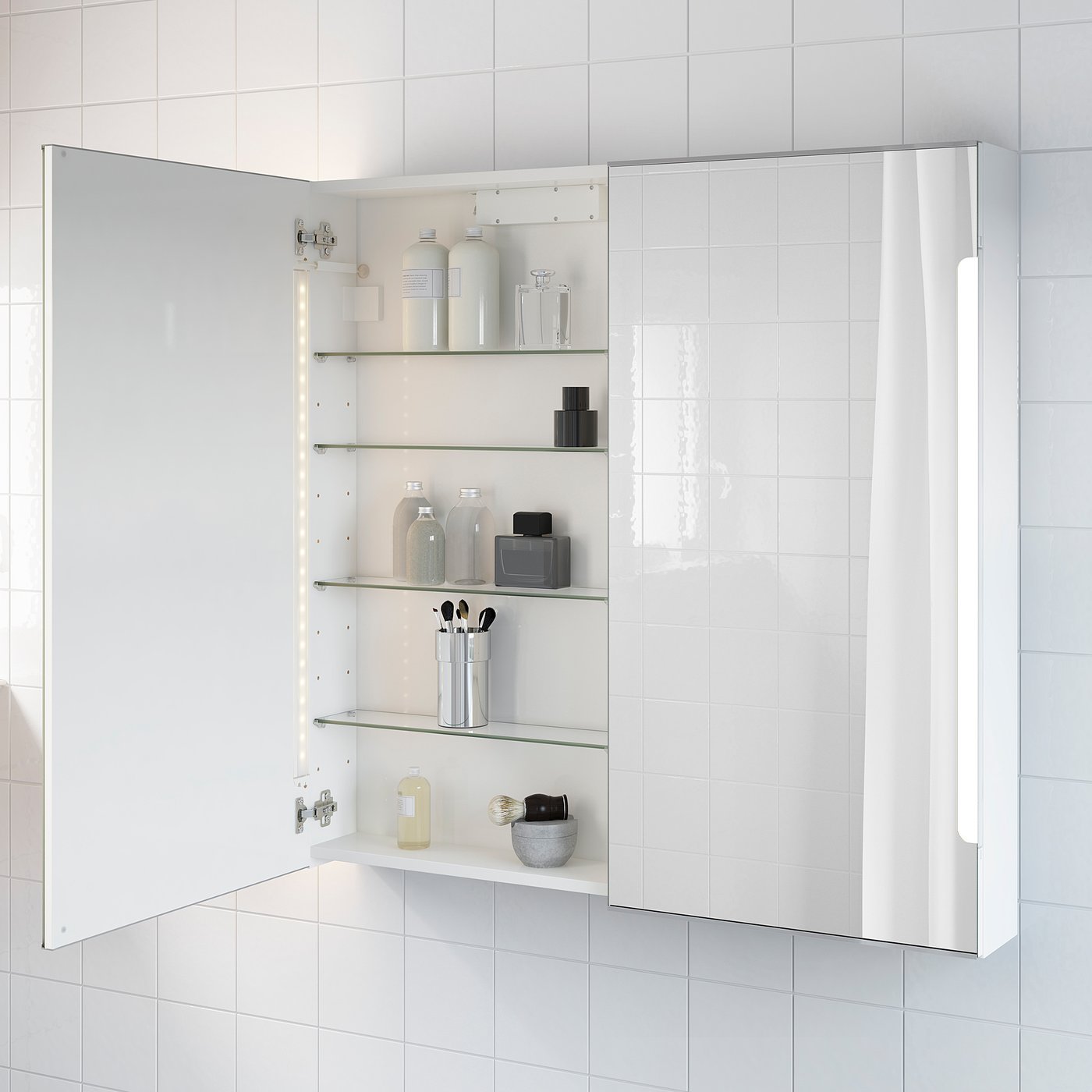 Storjorm Mirror Cab 2 Door Built In Lighting White Ikea