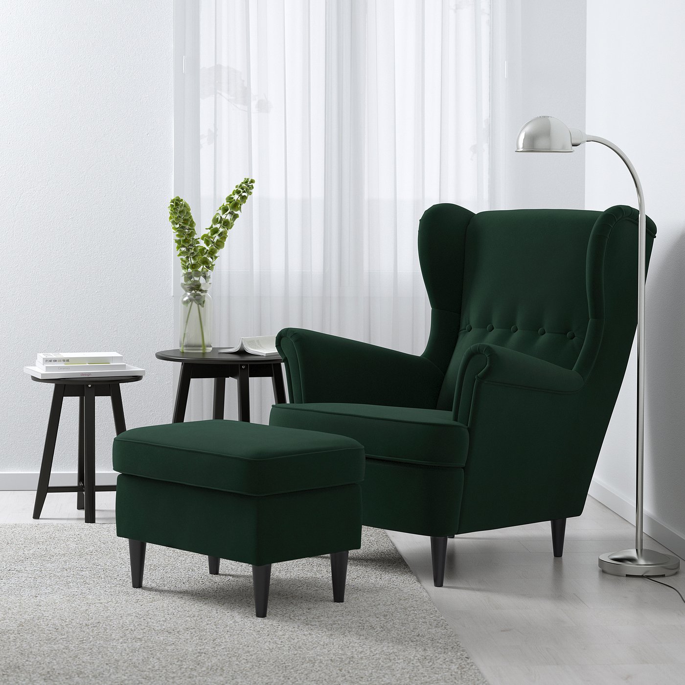 strandmon wing chair  djuparp dark green