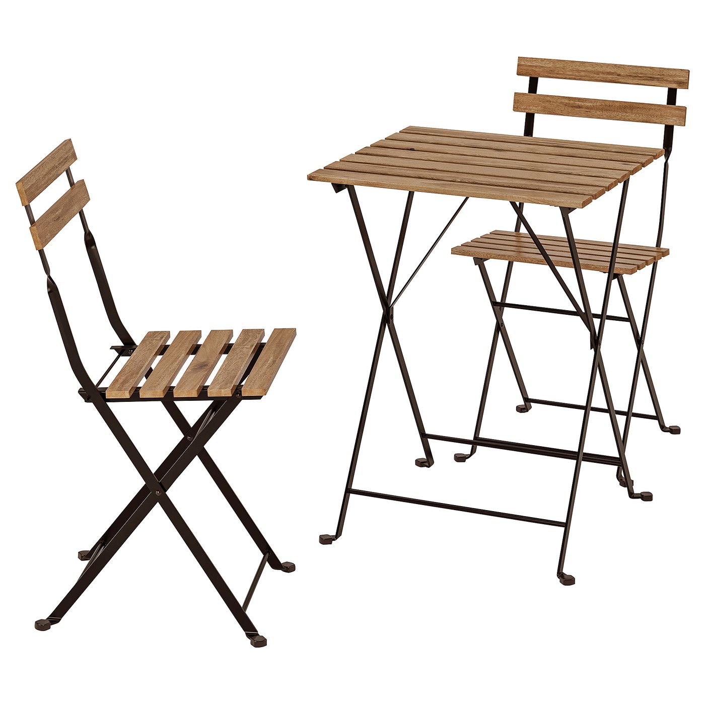 Ikea Outdoor Foldable Bistro Table And 2 Chairs Black Acacia Gray Brown Stained Steel Patio Furniture Accessories Patio