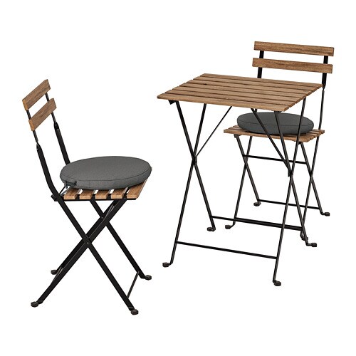 Tarno Table 2 Chairs Outdoor Grey Brown Black Grey Brown Stained Black Light Brown Stained Froson Duvholmen Dark Grey