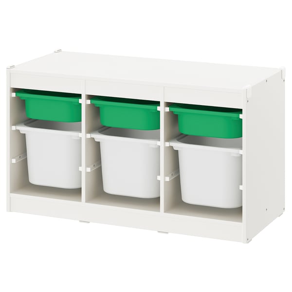 TROFAST Storage combination with boxes - white green/white - IKEA