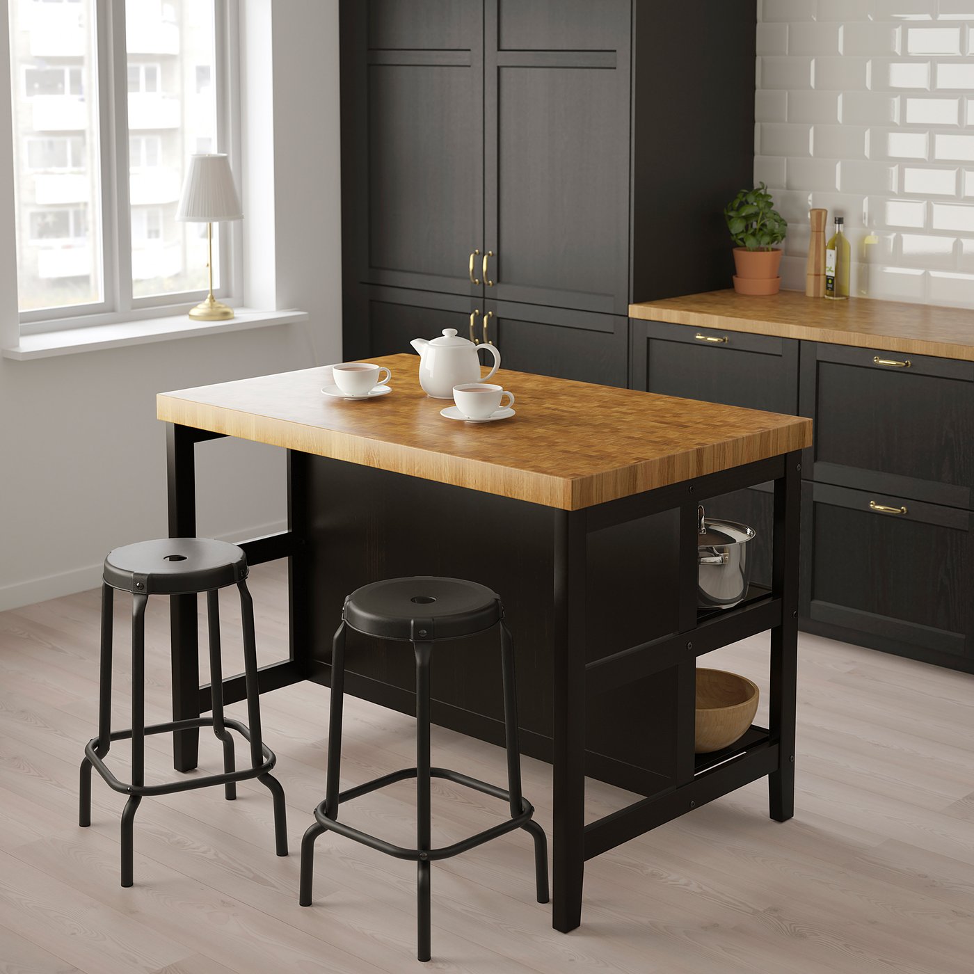 Vadholma Kitchen Island Black Oak Ikea