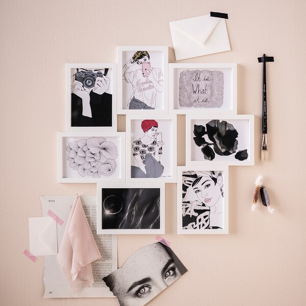 Vaxbo Collage Frame For 8 Photos White Ikea