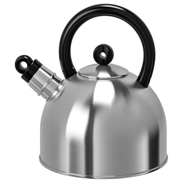 Ấm đun nước VATTENTÄT, thép không gỉ / đen, 2 l