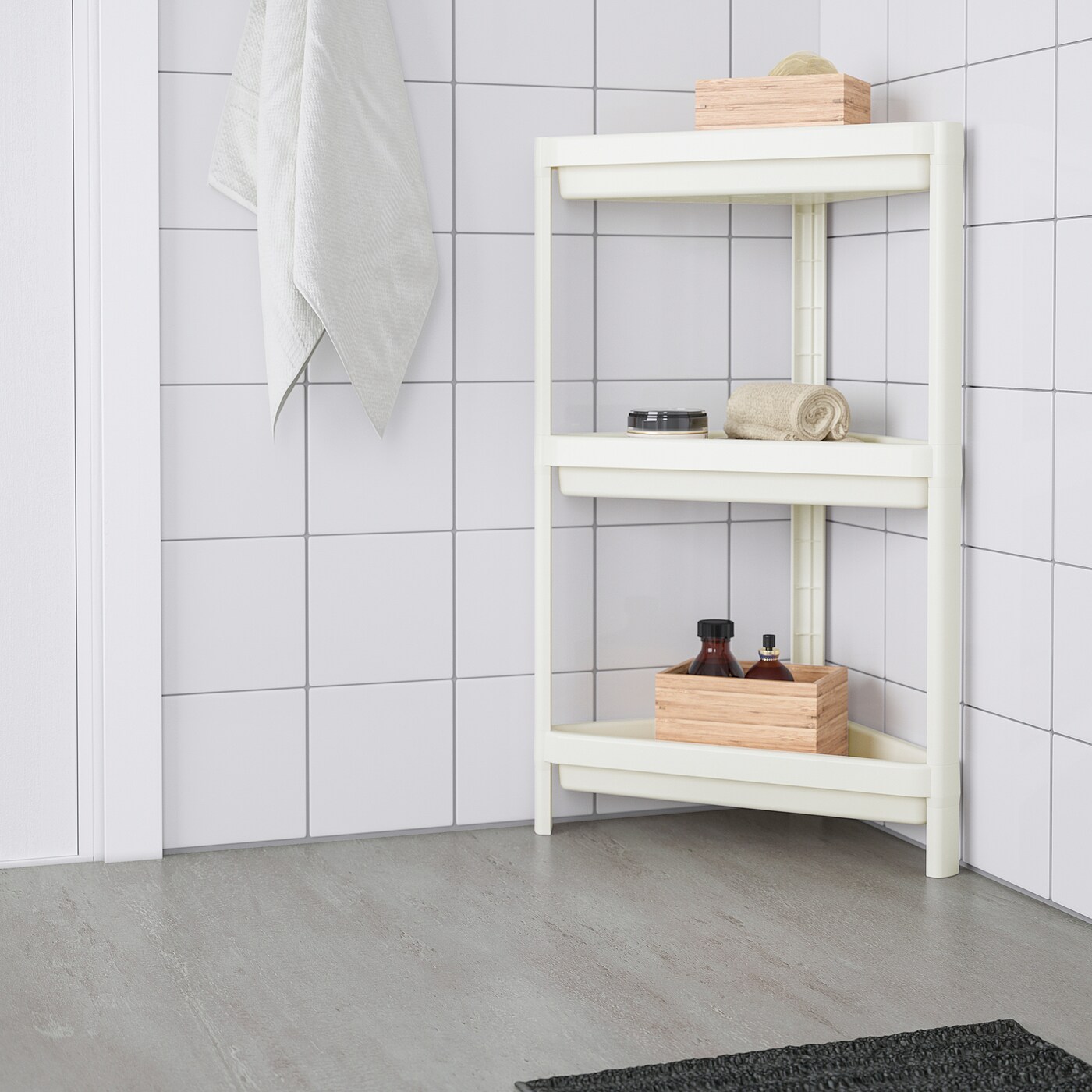 Vesken Corner Shelf Unit White 33x33x71 Cm