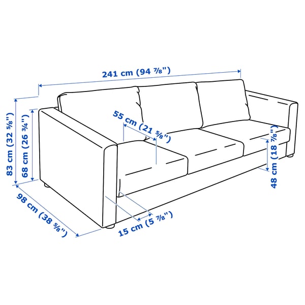 Ikea Vimle Sleeper Sofa 3 Seater Dimensions Drawings Dimensions Com