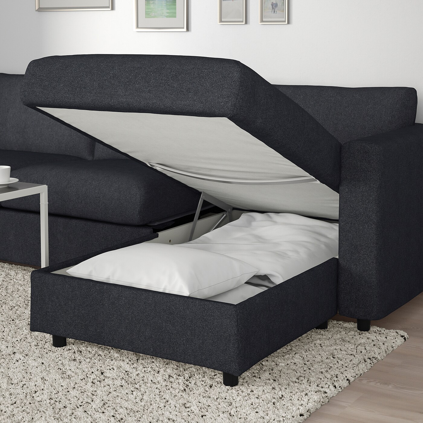 Vimle Corner Sofa Bed 5 Seat With Chaise Longue Tallmyra Black