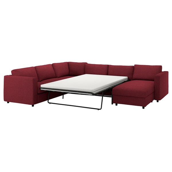 Vimle Corner Sofa Bed 5 Seat With Chaise Longue Lejde Red