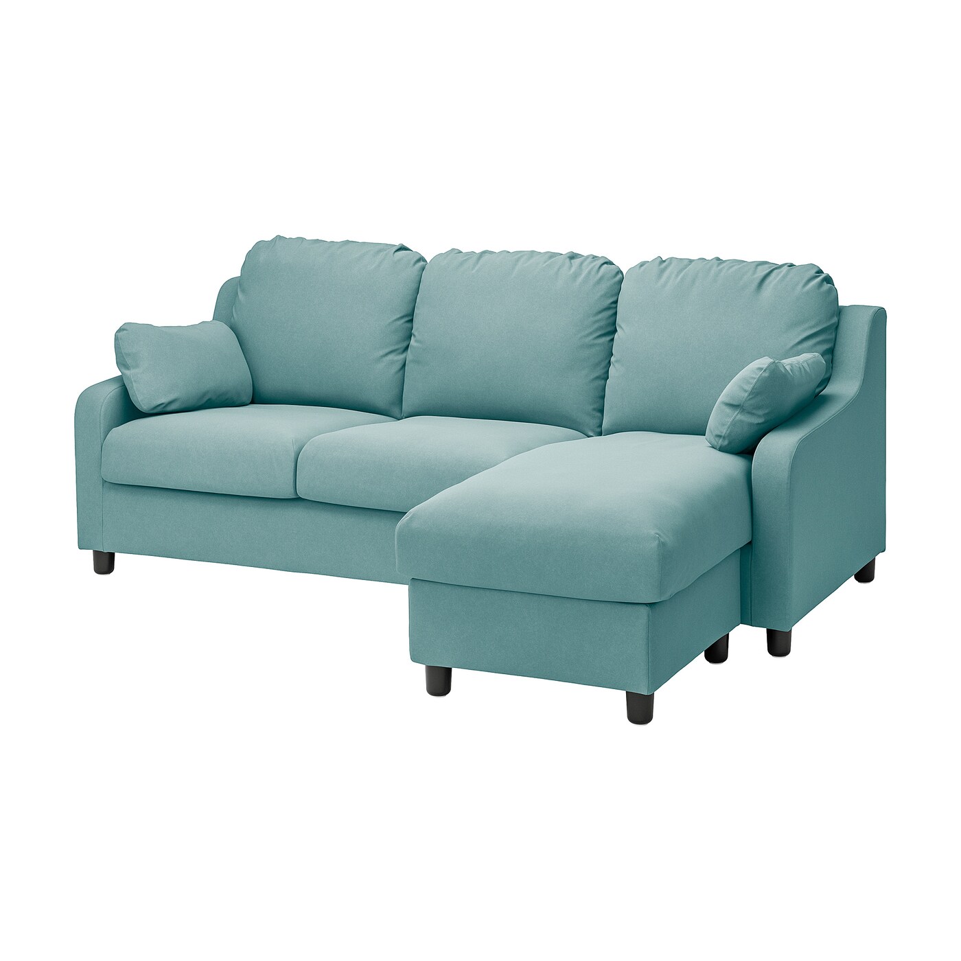 VINLIDEN 3 seat sofa with chaise longue Hakebo light turquoise IKEA