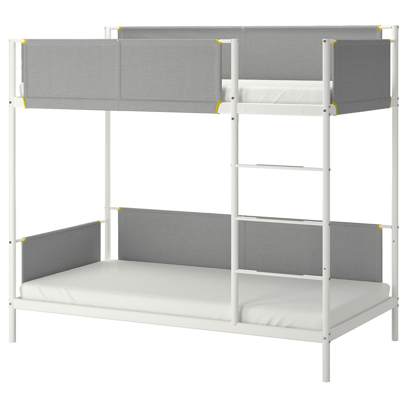 white bunk beds metal
