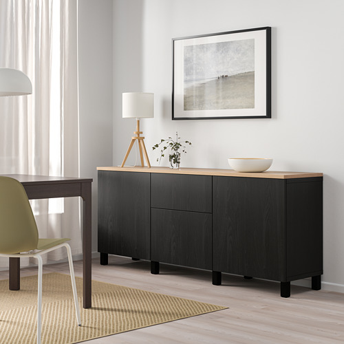 宜家best03 贝达 壁柜组合 黑褐色 巴维肯/黑色 仿大理石 794.356.