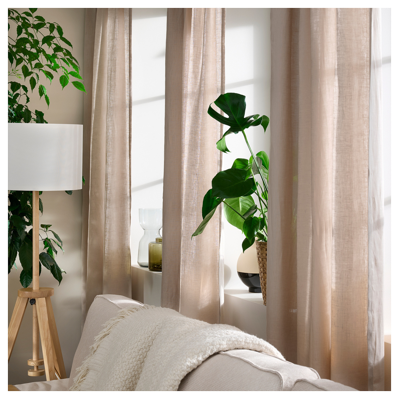 DYTÅG curtains, 1 pair beige/with heading tape - IKEA