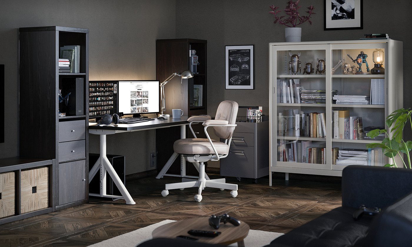 IDÅSEN desk black/beige - IKEA