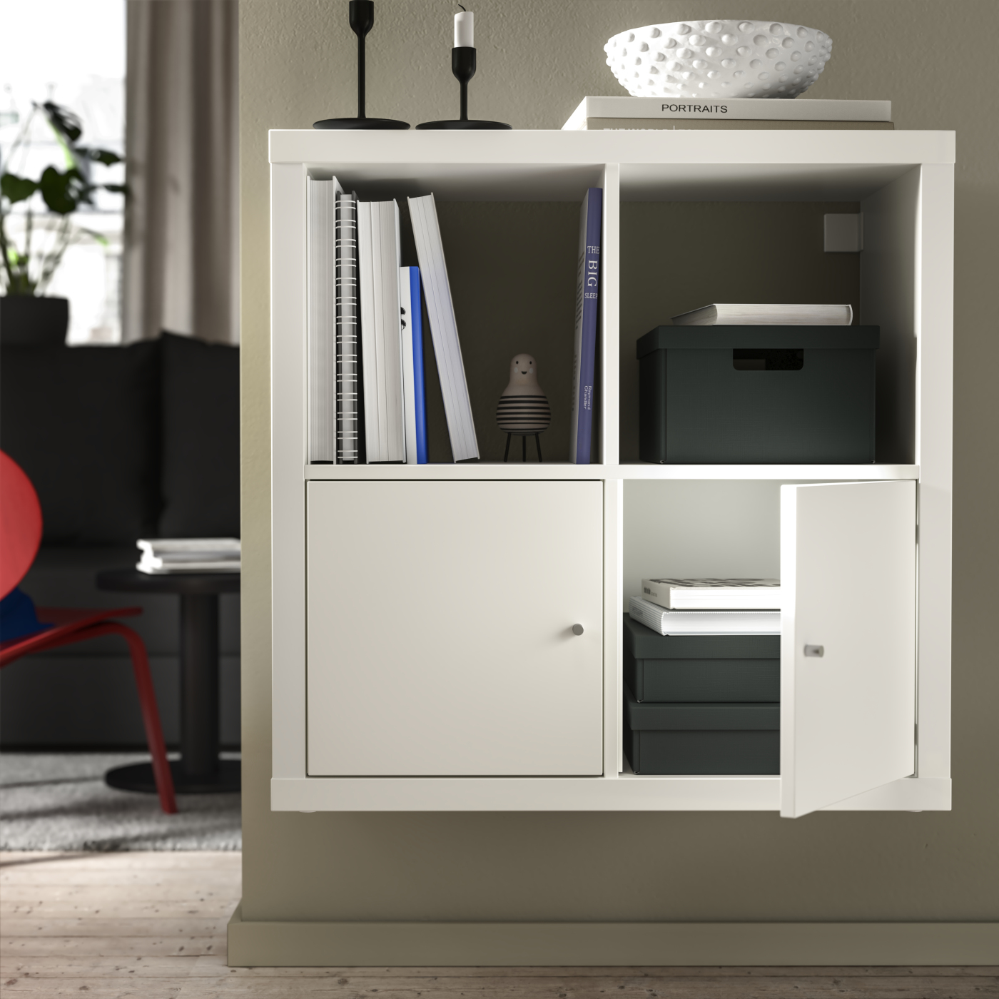 KALLAX shelving unit with doors white - IKEA
