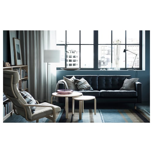 宜家landskrona 兰德克纳 三人沙发 哥兰/邦斯塔 黑色/原木色 390.